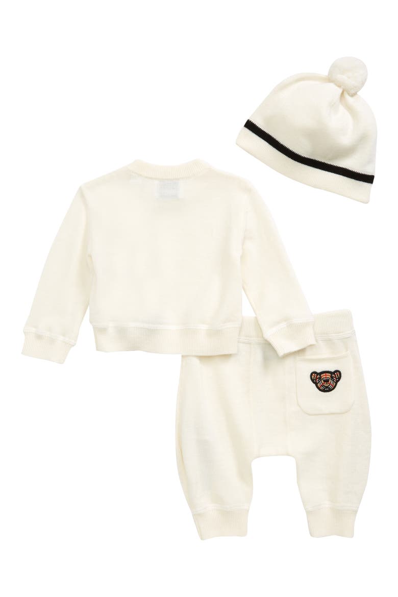 Thomas Bear Appliqué Merino Wool Sweater, Joggers & Hat Set, Alternate, color, IVORY
