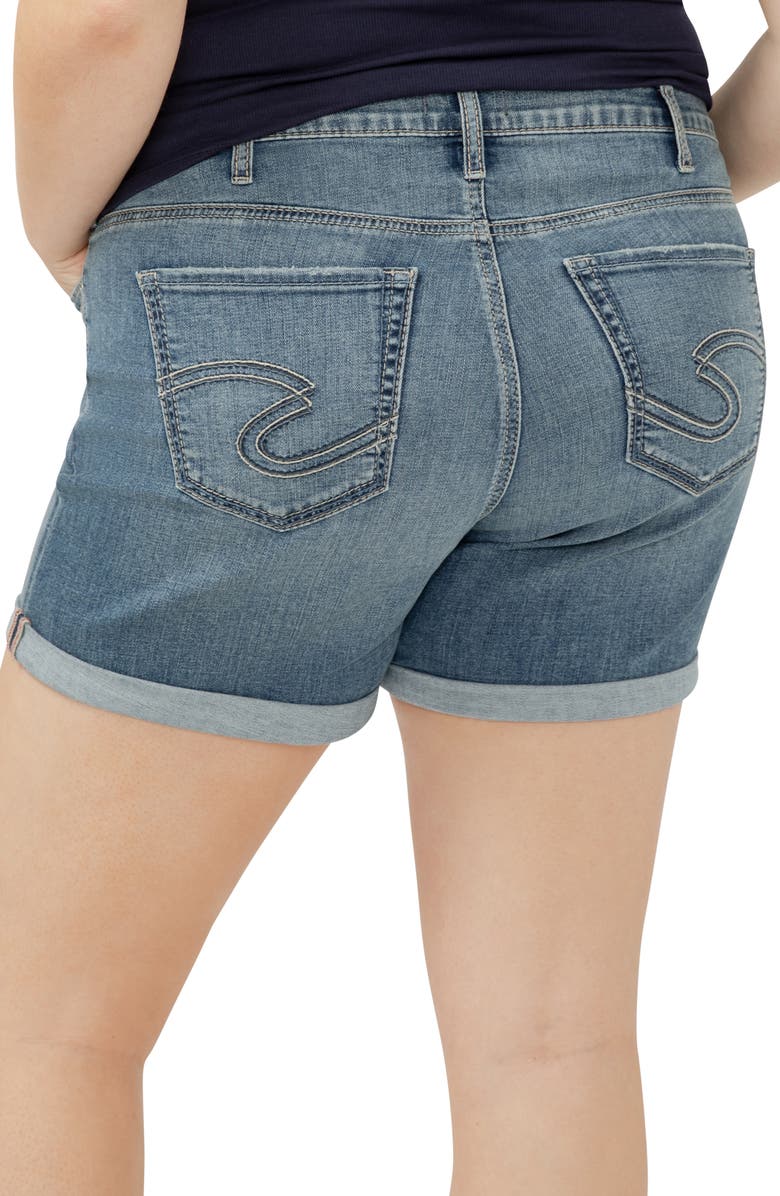 Silver Jeans Co. Suki Curvy Mid Rise Denim Shorts, Alternate, color, Indigo