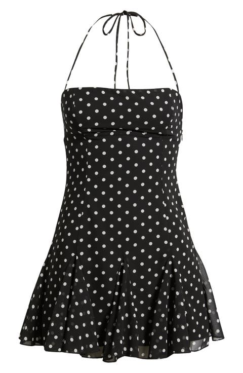 Delamere Polka Dot Halter Minidress