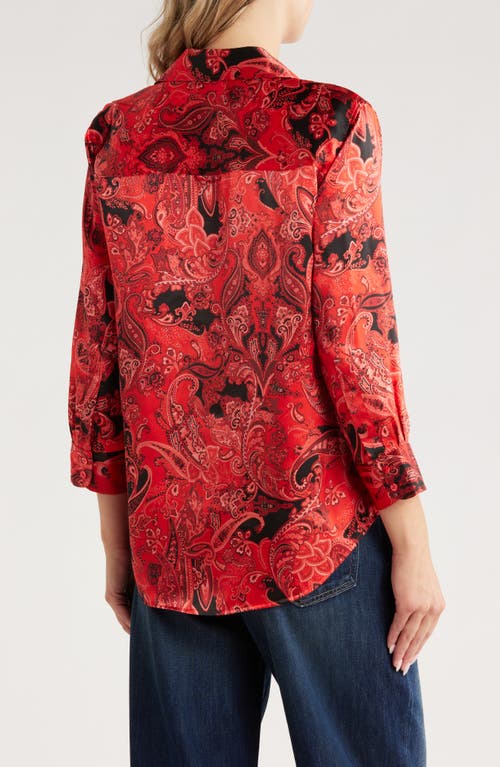 L Agence L'agence Dani Paisley Silk Button-up Shirt In Red