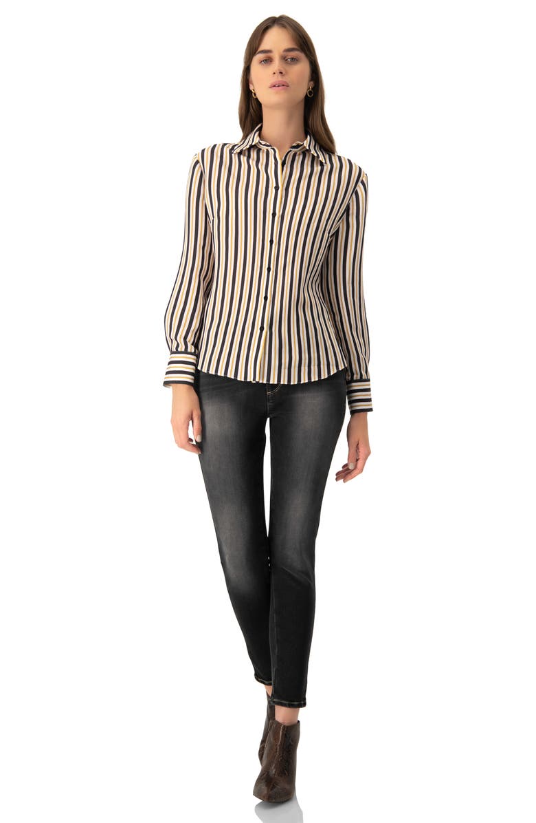 IVONNE Classic Striped Long Sleeve Shirt, Alternate, color, Striped