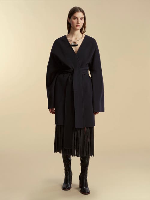 Marina Moscone Double Faced Wool-blend Cocoon Coat In Navy