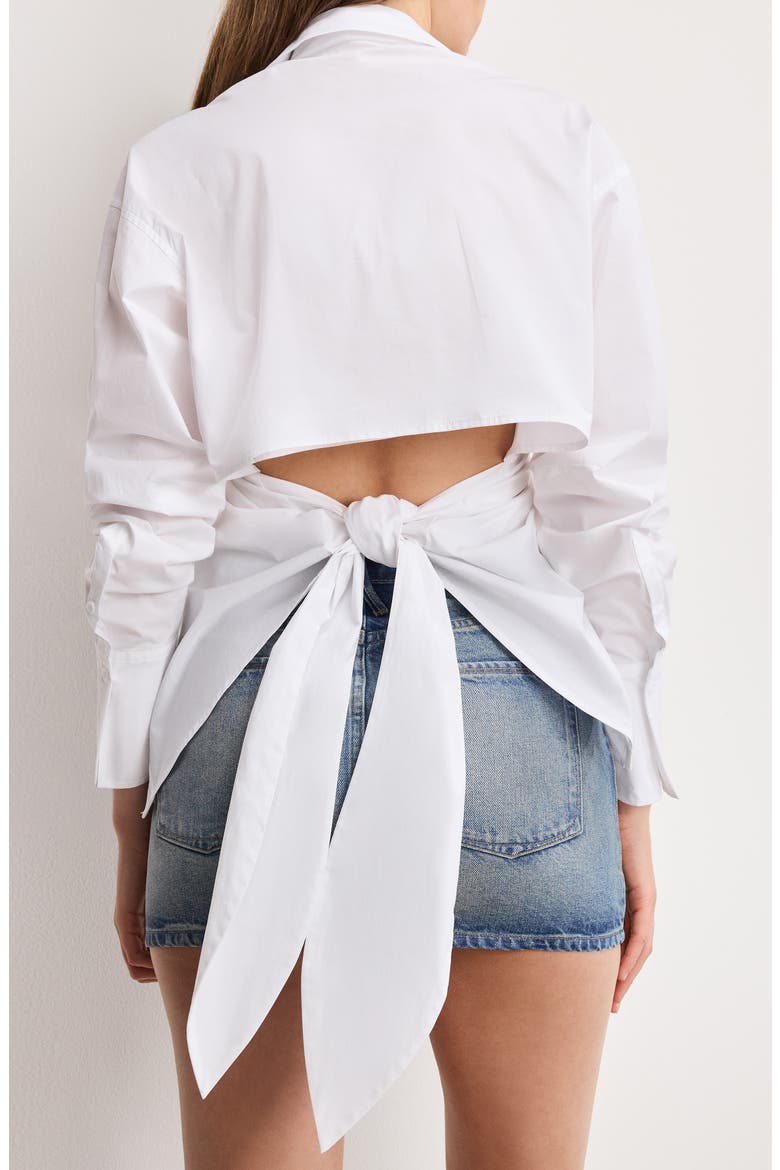 Tie Back Poplin Shirt, Alternate, color, WHITE001