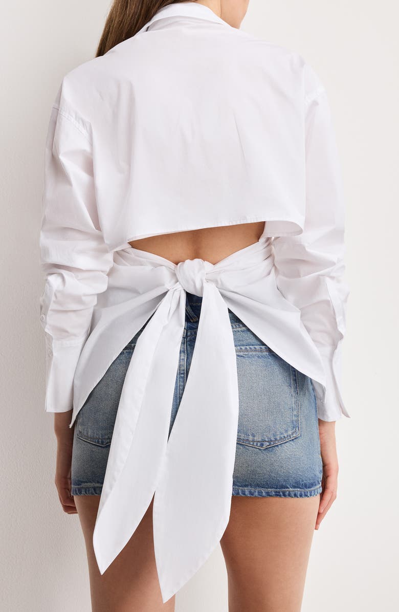 Good American Tie Back Poplin Shirt, Alternate, color, White001