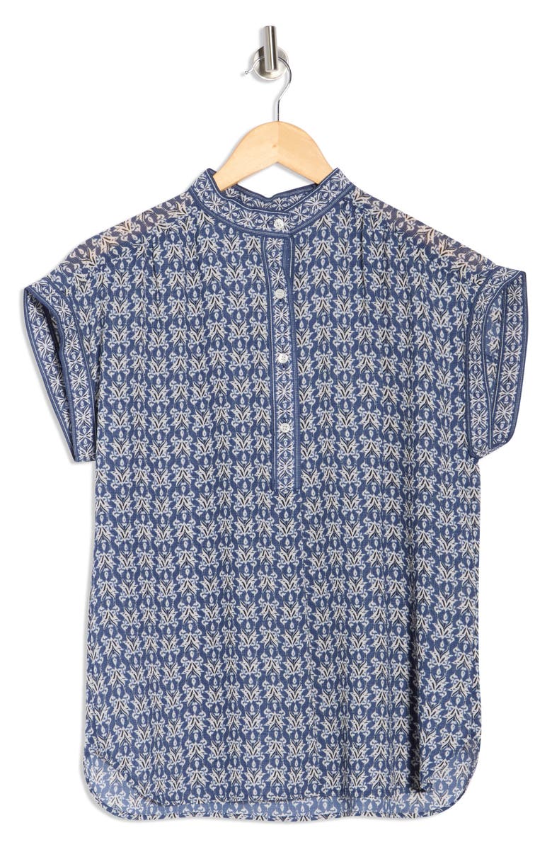 MAX STUDIO Cap Sleeve Top, Alternate, color, Med Blue Firelilly Geo