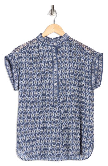 Max Studio Cap Sleeve Top In Blue