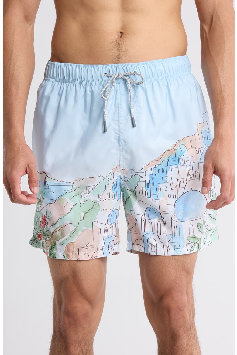 Ponji Santorini Swim Trunks, Main, color, LT BLUE