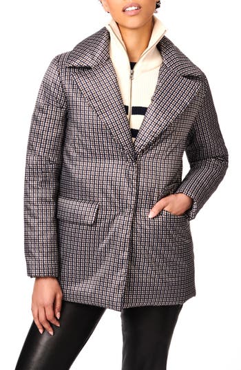 Bernardo Houndstooth Recycled Polyester Puffer Blazer In Multi