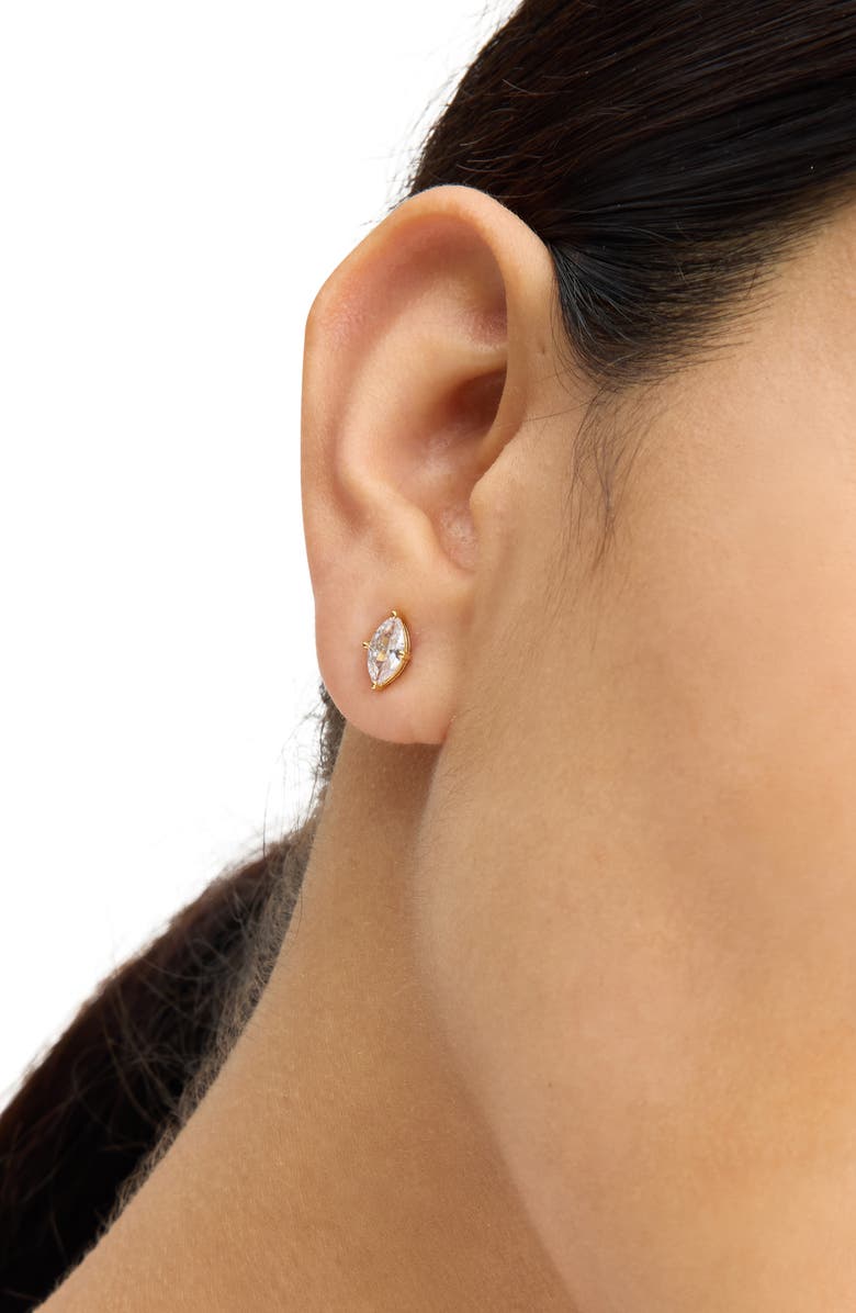 Kate Spade New York marquise cut solitaire stud earrings, Alternate, color, Clear/ Gold