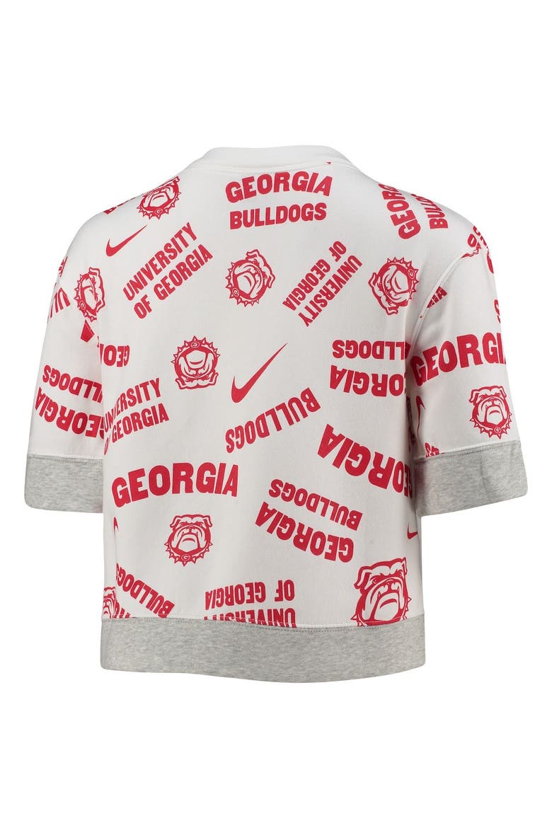 Women's Nike White/Heathered Gray Georgia Bulldogs Allover Print Trend Cropped Tri-Blend T-Shirt, Alternate, color, White