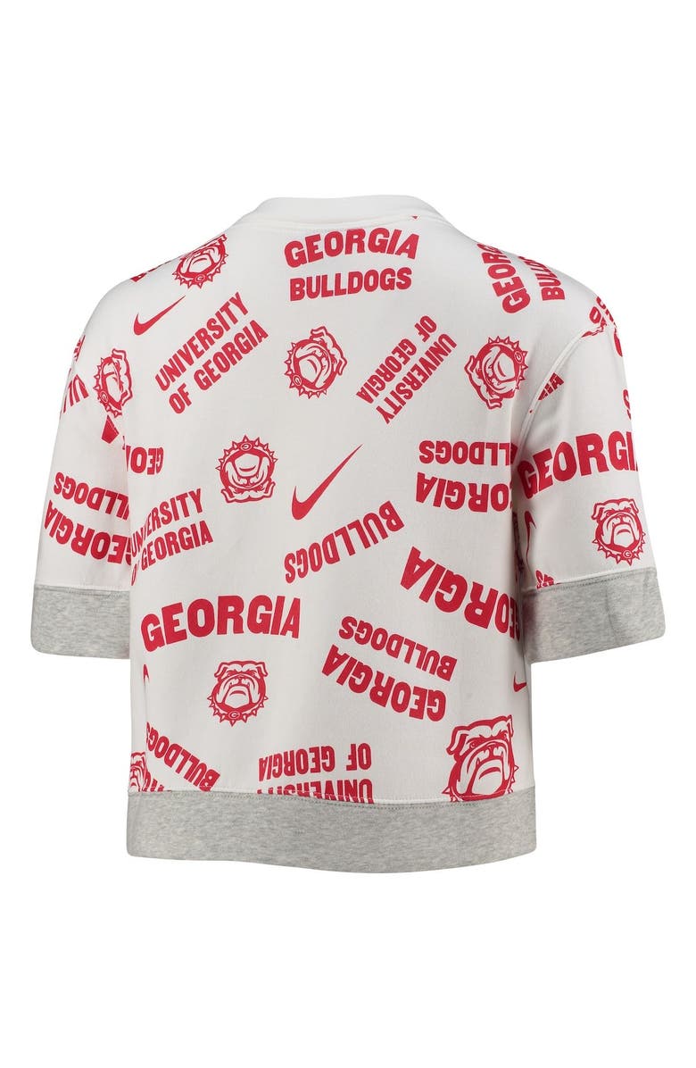 Nike Women's Nike White/Heathered Gray Georgia Bulldogs Allover Print Trend Cropped Tri-Blend T-Shirt, Alternate, color, 