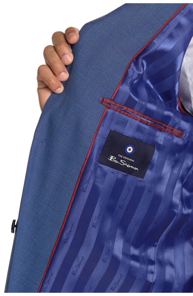 Ben Sherman Blue Sharkskin Slim Fit 2-Piece Suit, Alternate, color, 