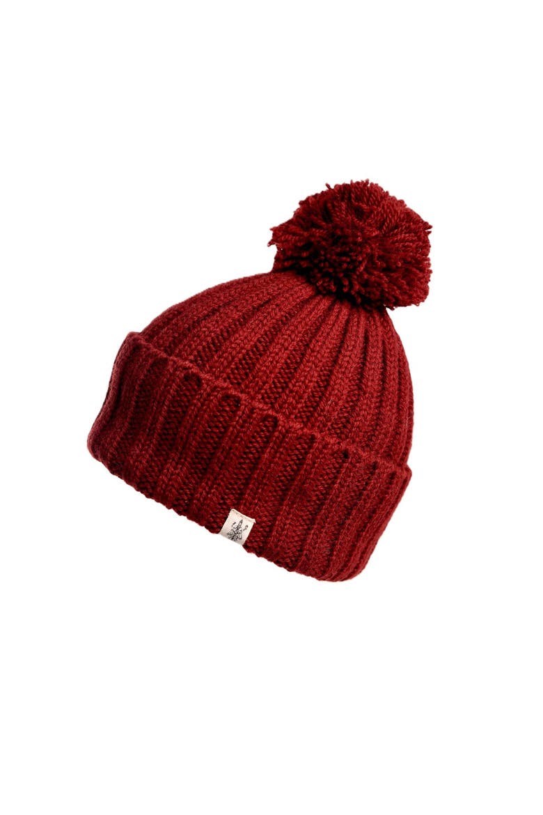 Park Fold Rib Pom Beanie, Main, color, Burgundy