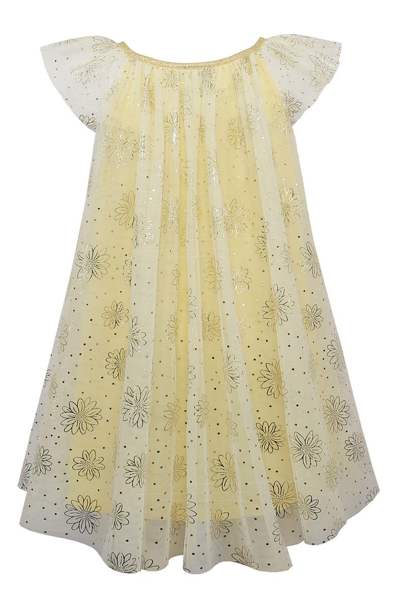 Zunie Kids' Flutter Sleeve Foil Star Dress, Alternate, color, Yellow