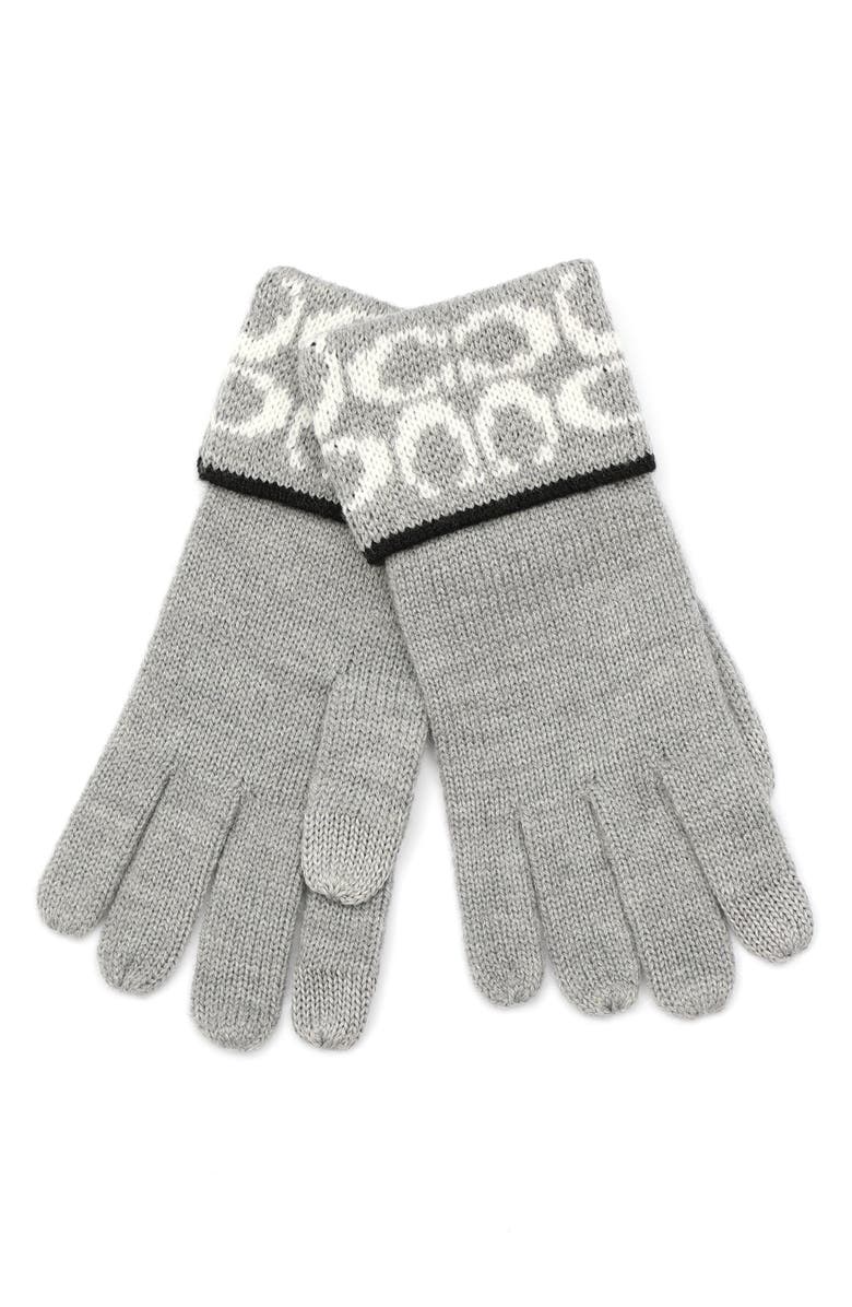 COACH Signature C-Logo Knit Gloves, Alternate, color, 