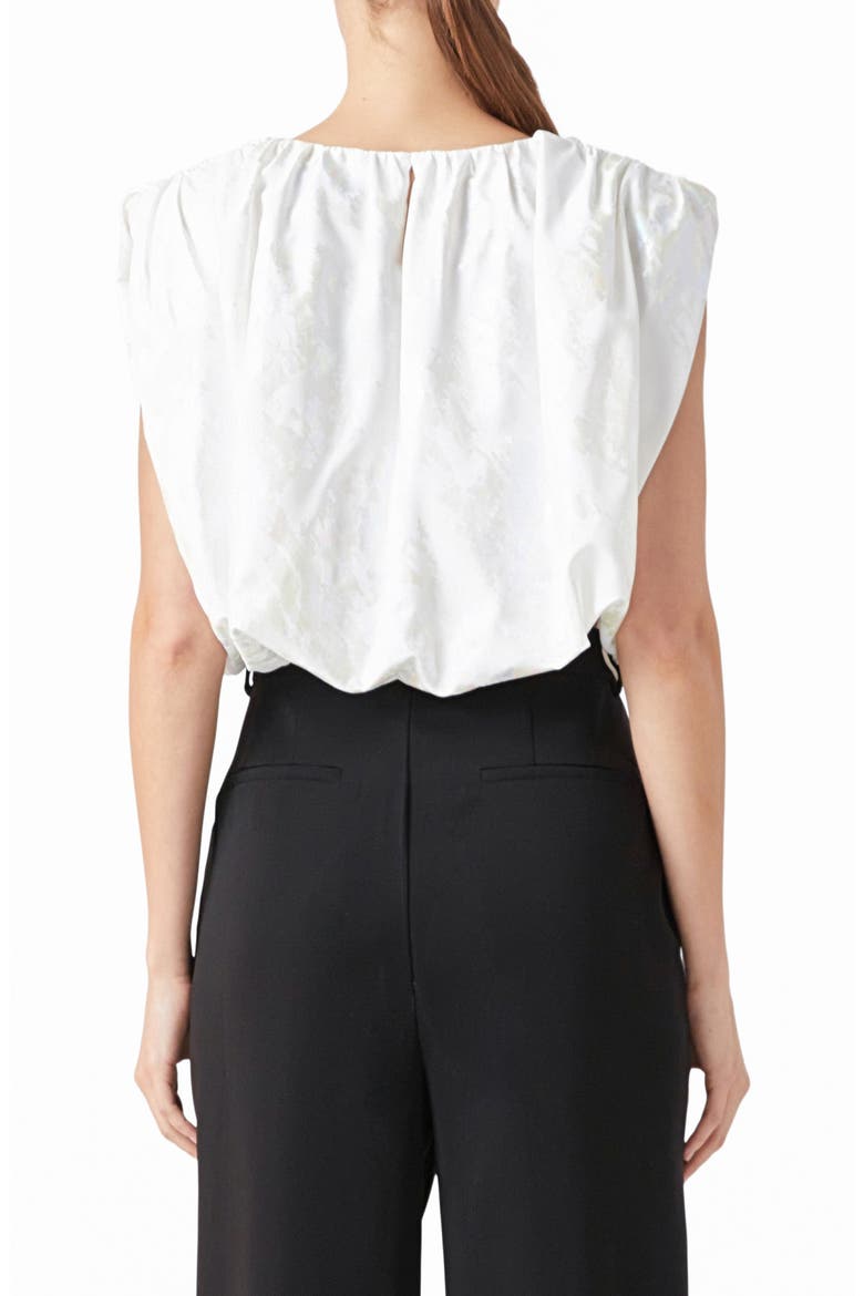 Foil Print Sleeveless Crop Top, Alternate, color, WHITE