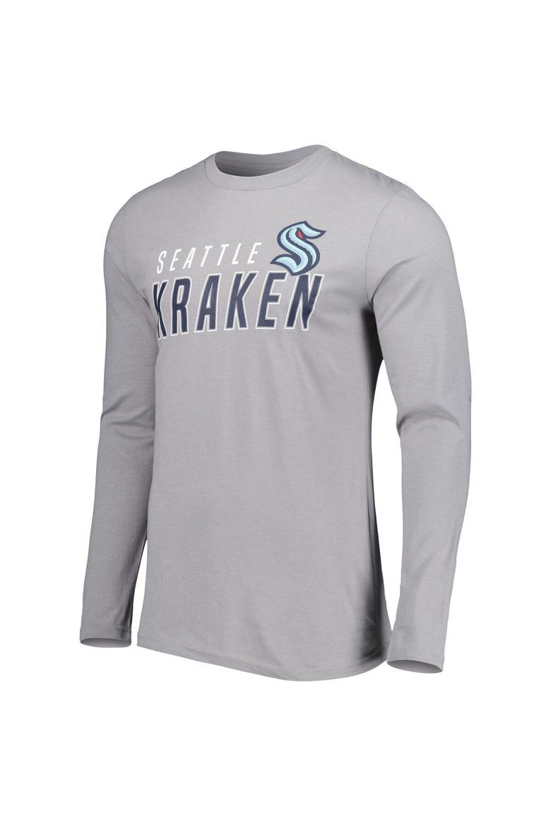 Men's Concepts Sport Deep Sea Blue/Gray Seattle Kraken Meter Long Sleeve T-Shirt & Pants Sleep Set, Alternate, color, Gray
