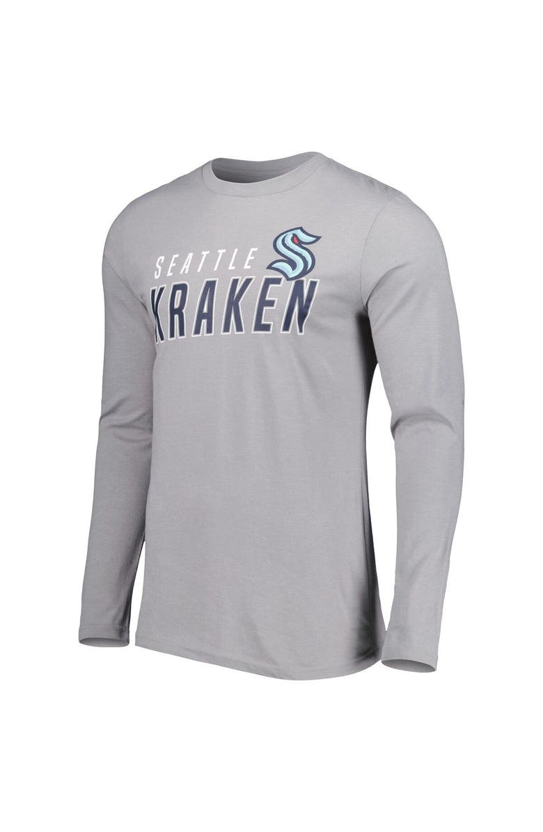 CONCEPTS SPORT Men's Concepts Sport Deep Sea Blue/Gray Seattle Kraken Meter Long Sleeve T-Shirt & Pants Sleep Set, Alternate, color, Gray