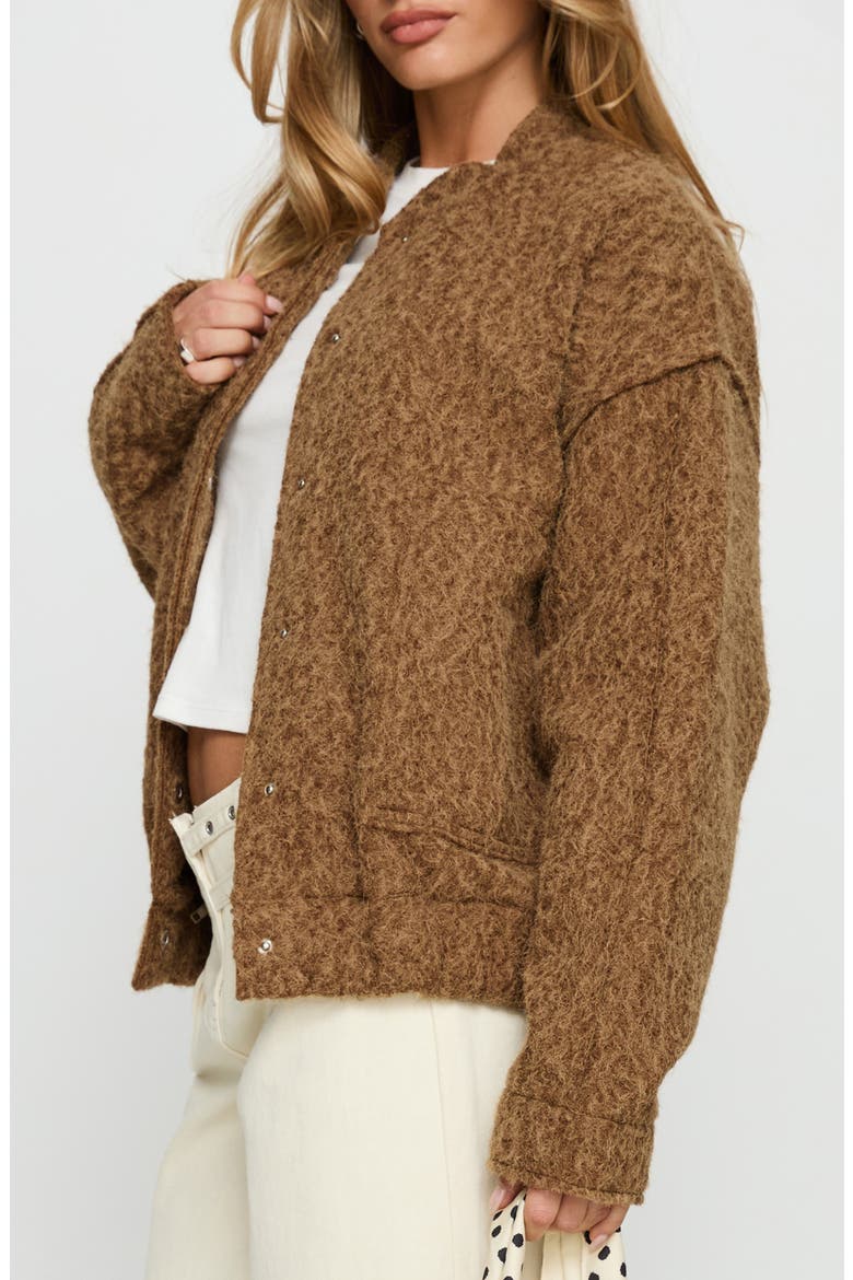 Kemberly Textured Bomber Jacket, Alternate, color, BROWN