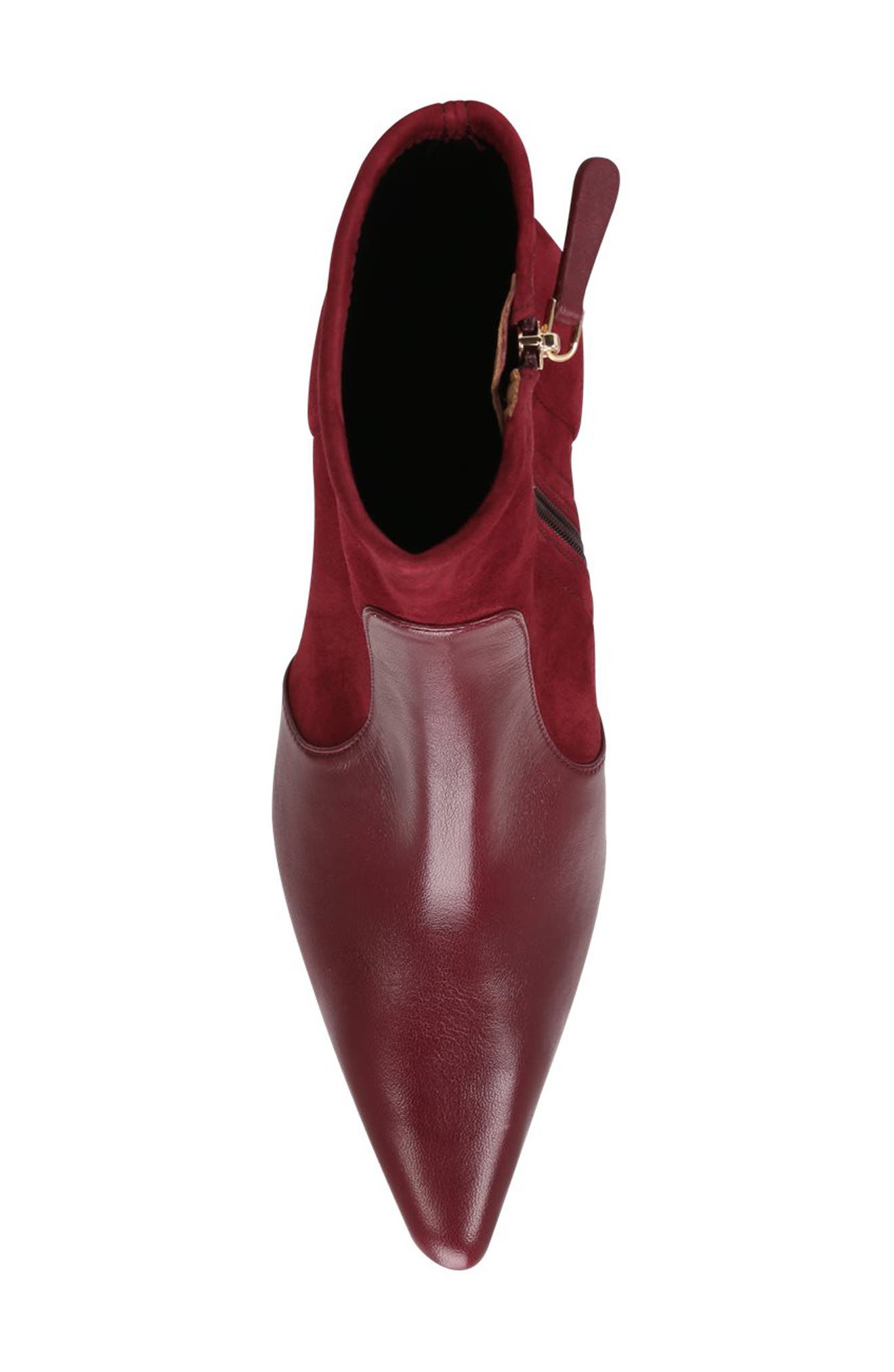 BOSS Safra Pointed Toe Bootie, Alternate, color, Dark Red