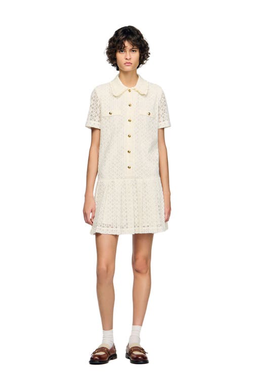 Sandro Short Lace Dress In Neutral