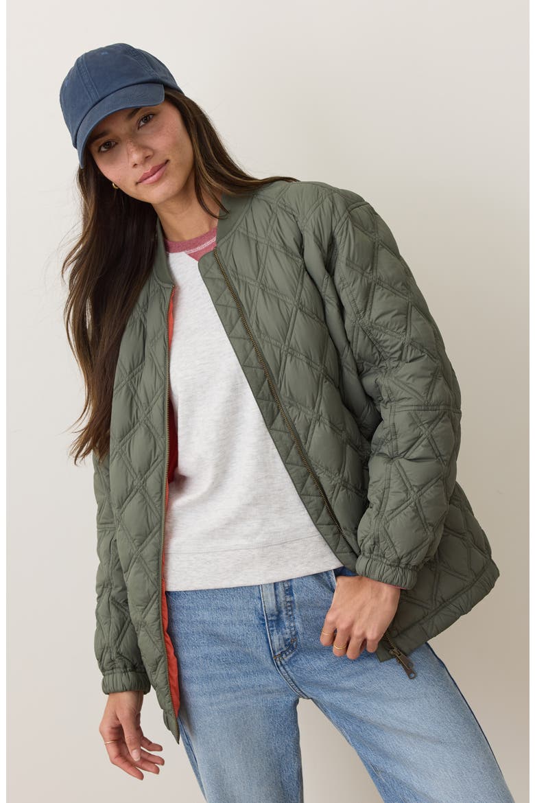Marina Quilted Bomber Jacket, Alternate, color, OLIVE