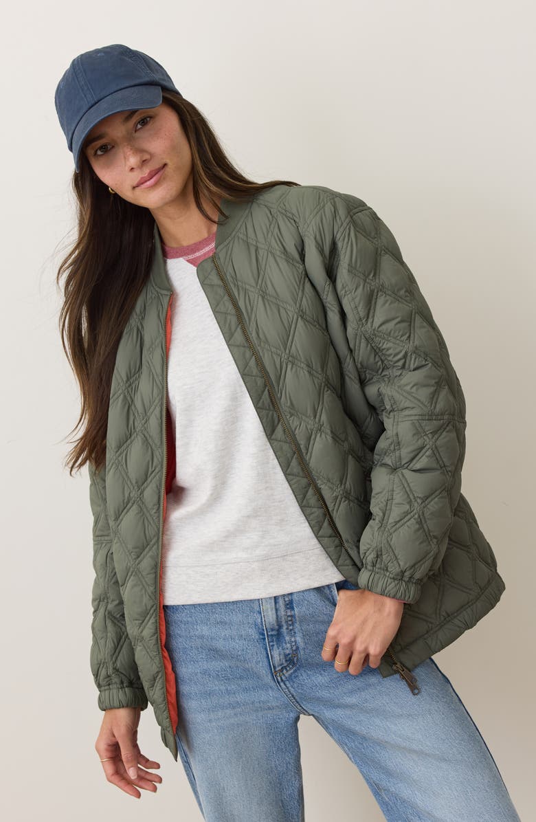 Marine Layer Marina Quilted Bomber Jacket, Alternate, color, Olive