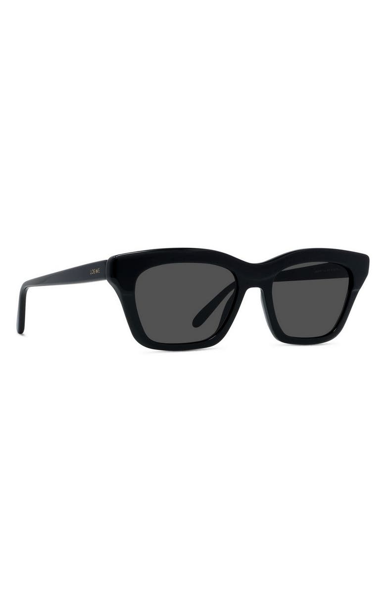 Loewe Slim 53mm Rectangular Sunglasses, Alternate, color, Shiny Black / Smoke
