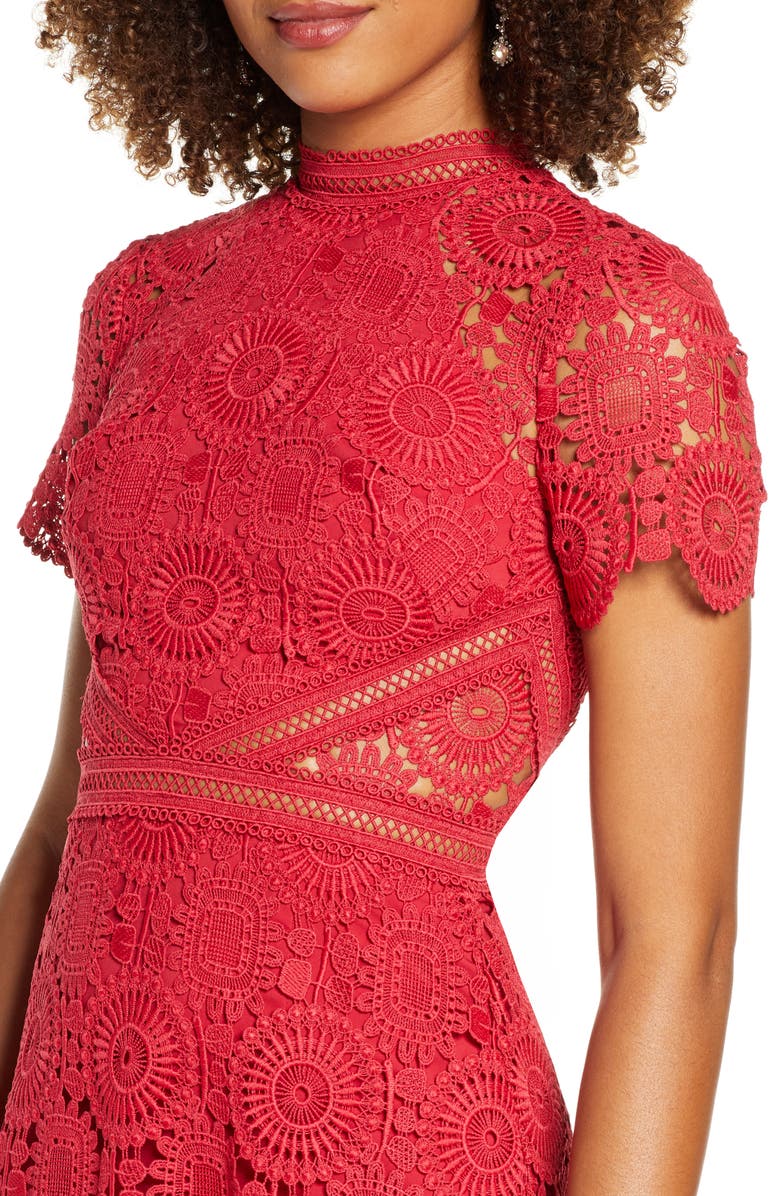 ML Monique Lhuillier Lace Midi Cocktail Dress, Alternate, color,