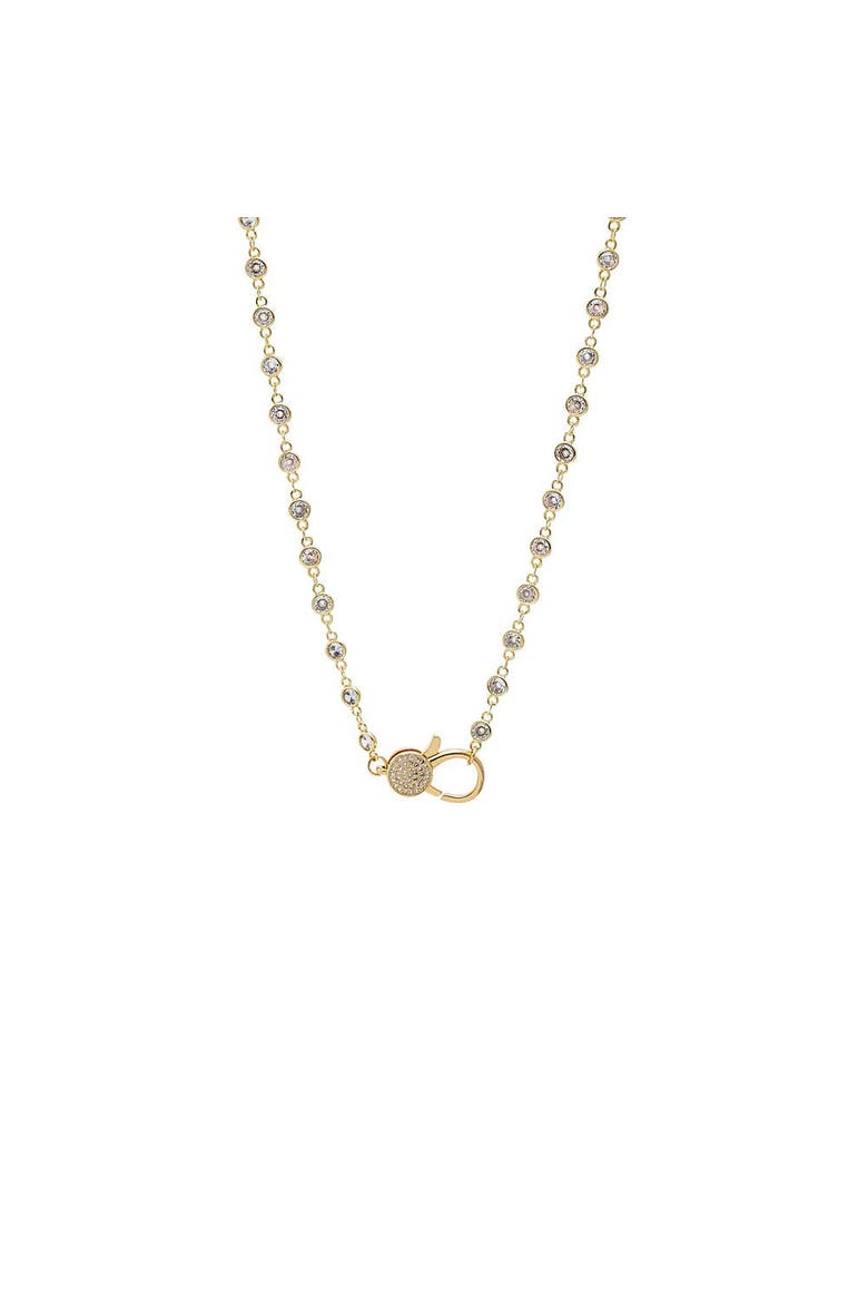 CZ Round Bezel Station Pave Lobster Clasp Chain Necklace, Main, color, Gold