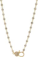 BY ADINA EDEN CZ Round Bezel Station Pave Lobster Clasp Chain Necklace