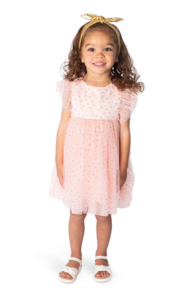 Confetti Pinafore Dress, Alternate, color, PEACH