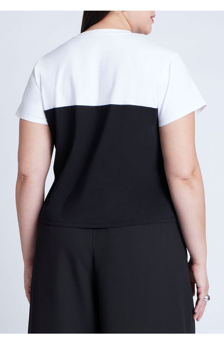 ELOQUII Twofer Tee, Alternate, color, White And Black