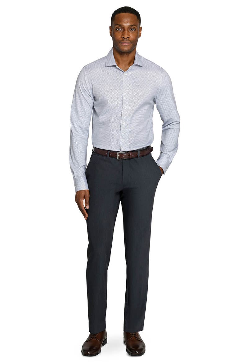 Slim Fit Abstract Cross Reworked Dress Shirt, Alternate, color, WHITE/ GREY