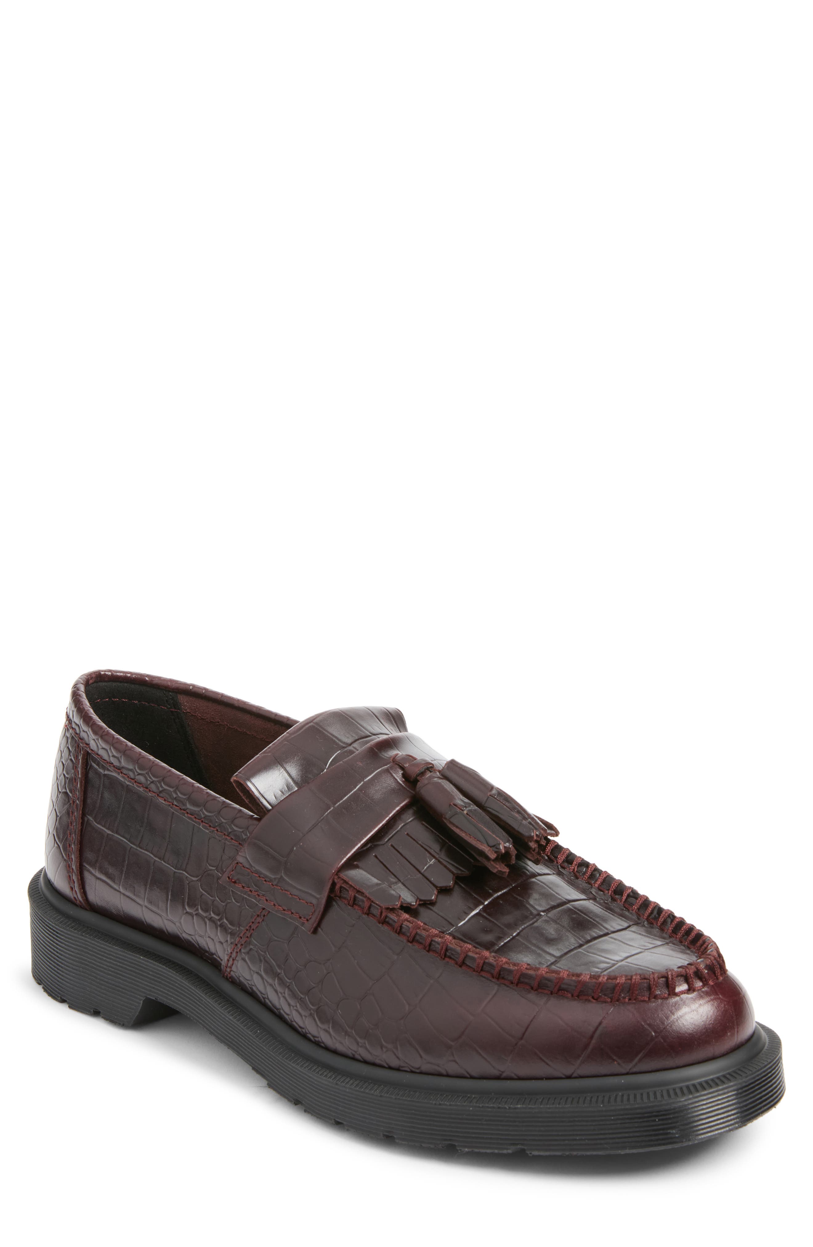 Adrian Croc Embossed Tassel Loafer, Main, color, SPICED BROWN