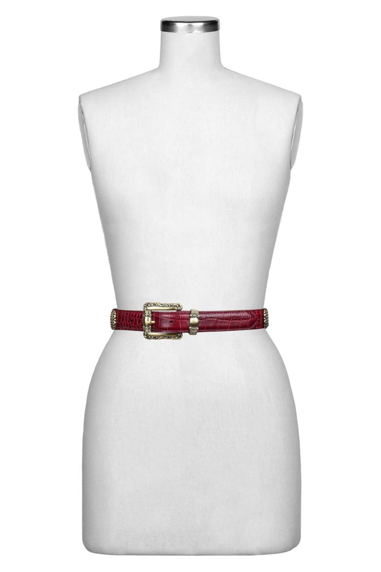 Barni Distressed Croc-Embossed Leather, Alternate, color, OXBLOOD