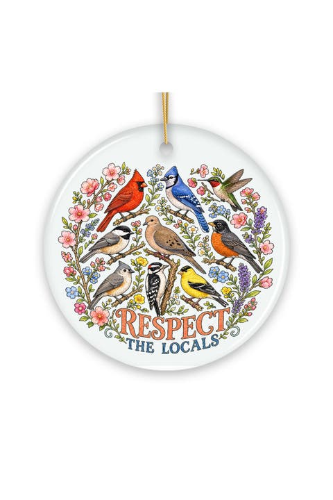 Respect The Locals Songbird Floral Round Ornament