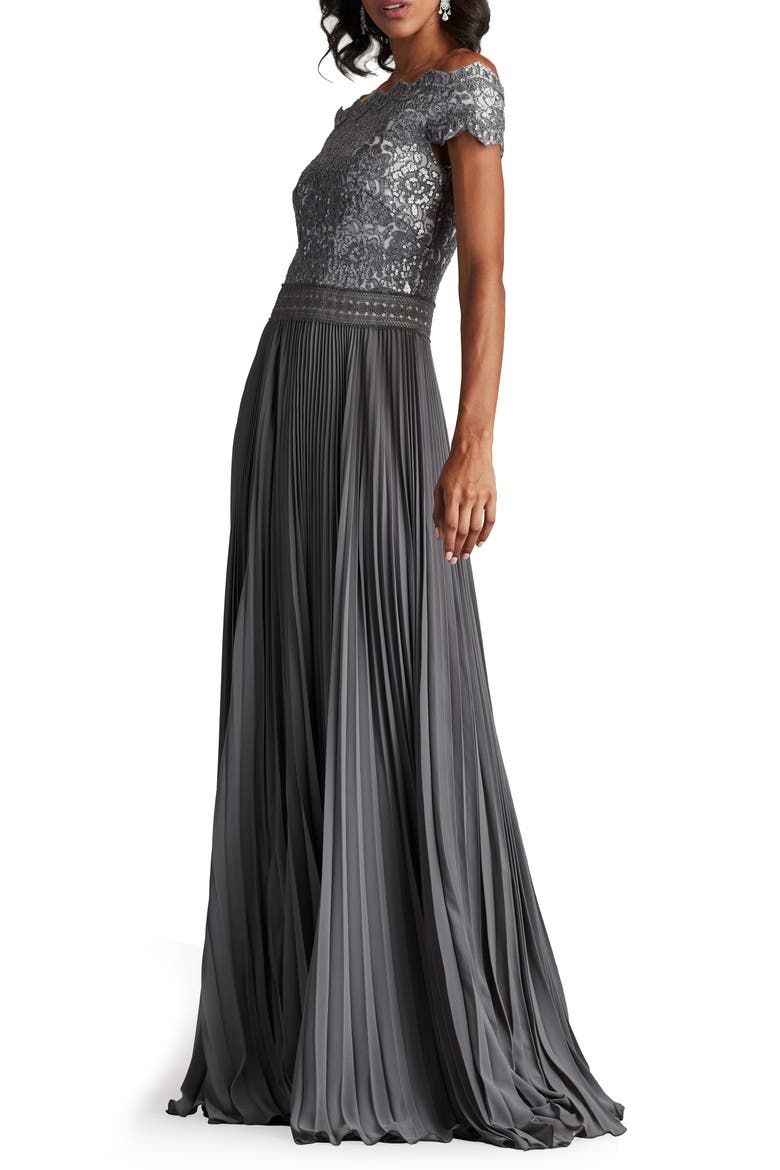 Sequin Bodice Short Sleeve Gown, Alternate, color, MIST