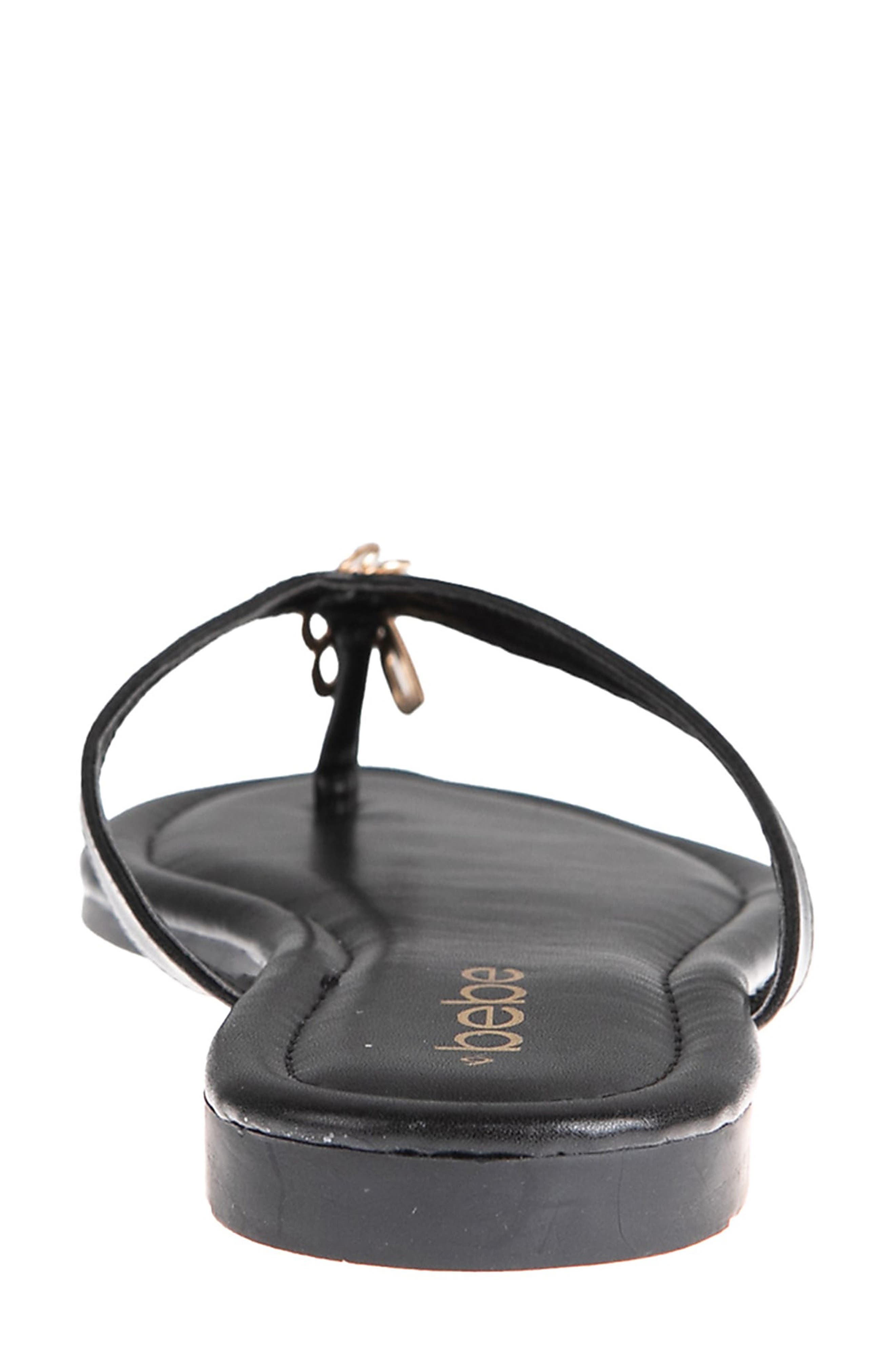 bebe Logo Charm Flip Flop, Alternate, color, 