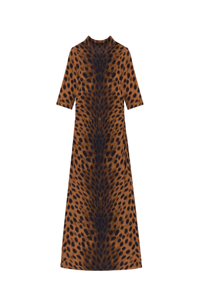 Mock Neck Jersey Dress, Alternate, color, Brown