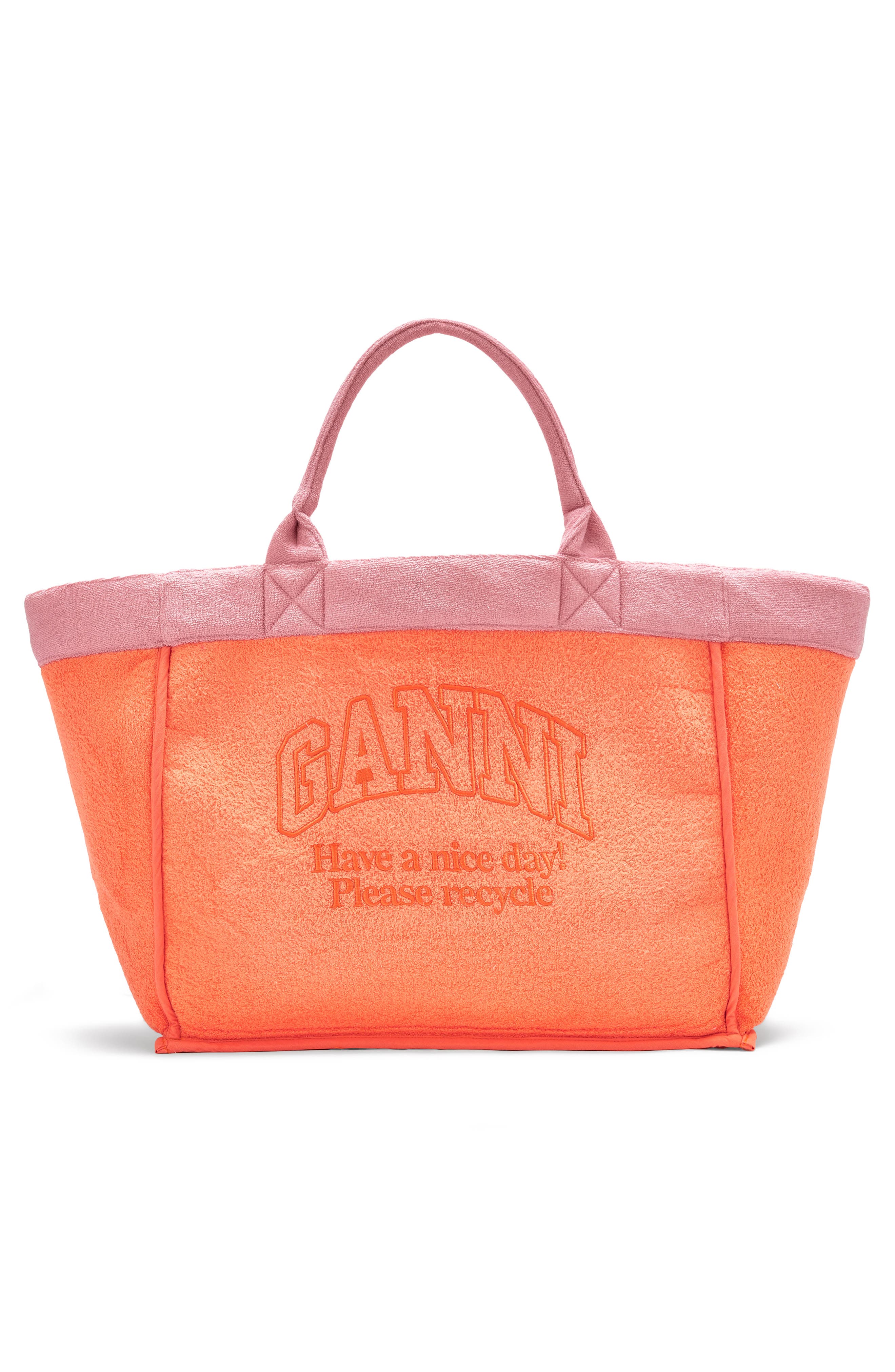 Ganni XXL Beach Resort Shopper, Alternate, color, Parfait Pink
