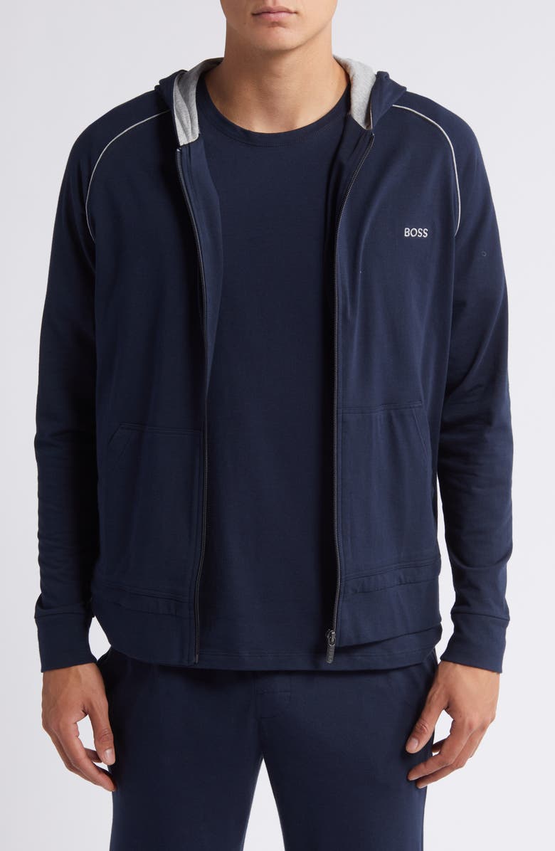 BOSS Mix Match Zip Hoodie, Main, color, Dark Blue