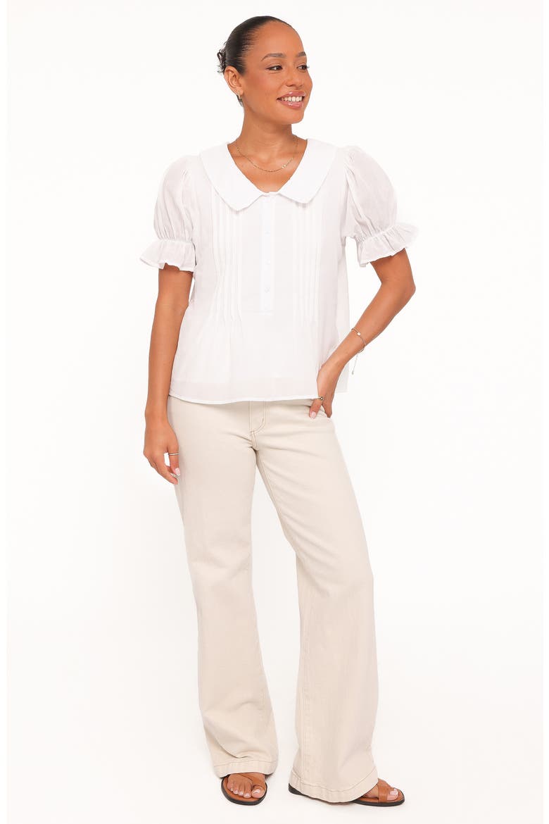 Aisling Pleated Cotton Top, Alternate, color, WHITE