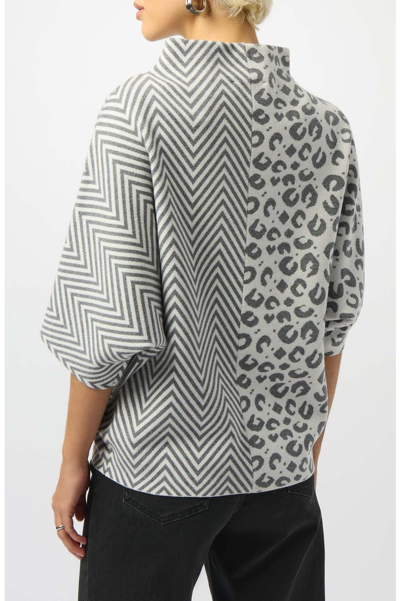 Pattern Mix Stand Collar Sweater, Alternate, color, VANILLA/ GREY