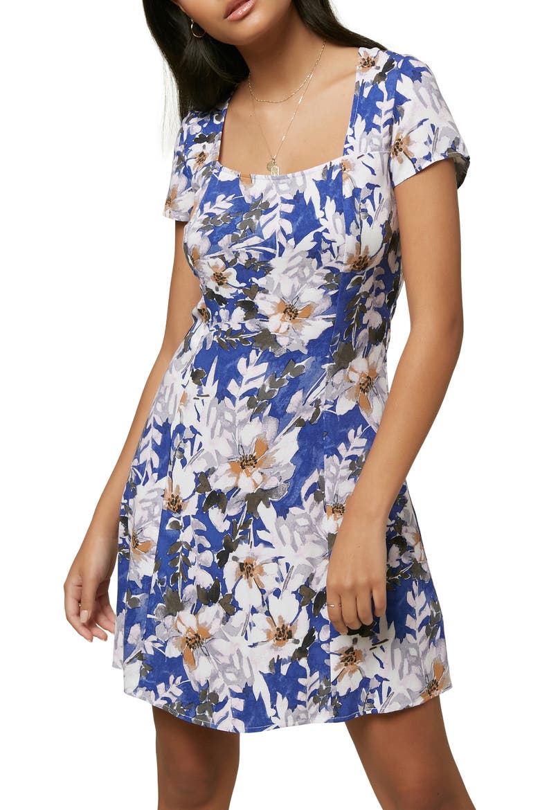 Aiko Floral Print Minidress, Alternate, color, MULTI COLORED