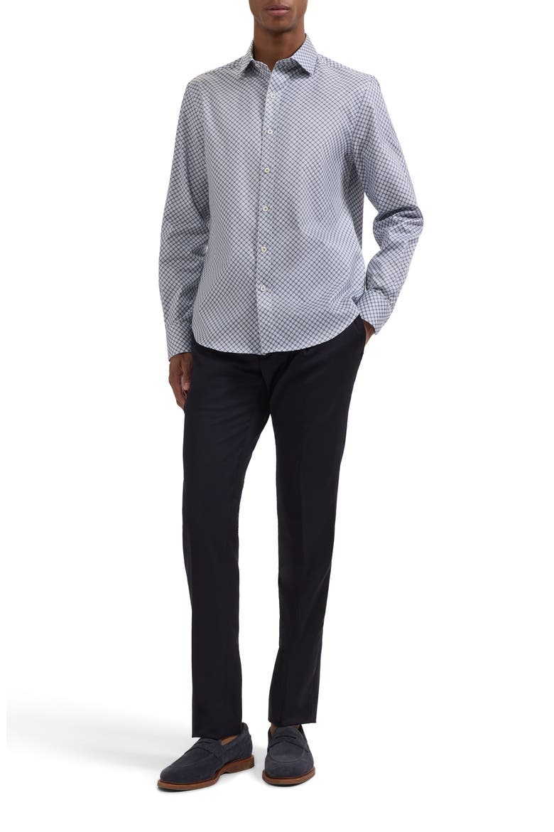Axel Shaped Fit Geo Print Cotton Button-Up Shirt, Alternate, color, NAVY