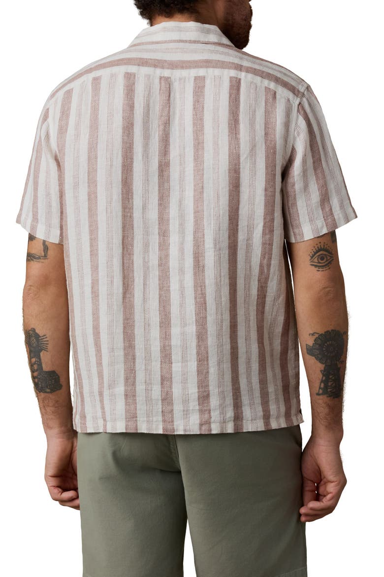 Palma Stripe Linen Camp Shirt, Alternate, color, ISLAND BROWN STRIPE