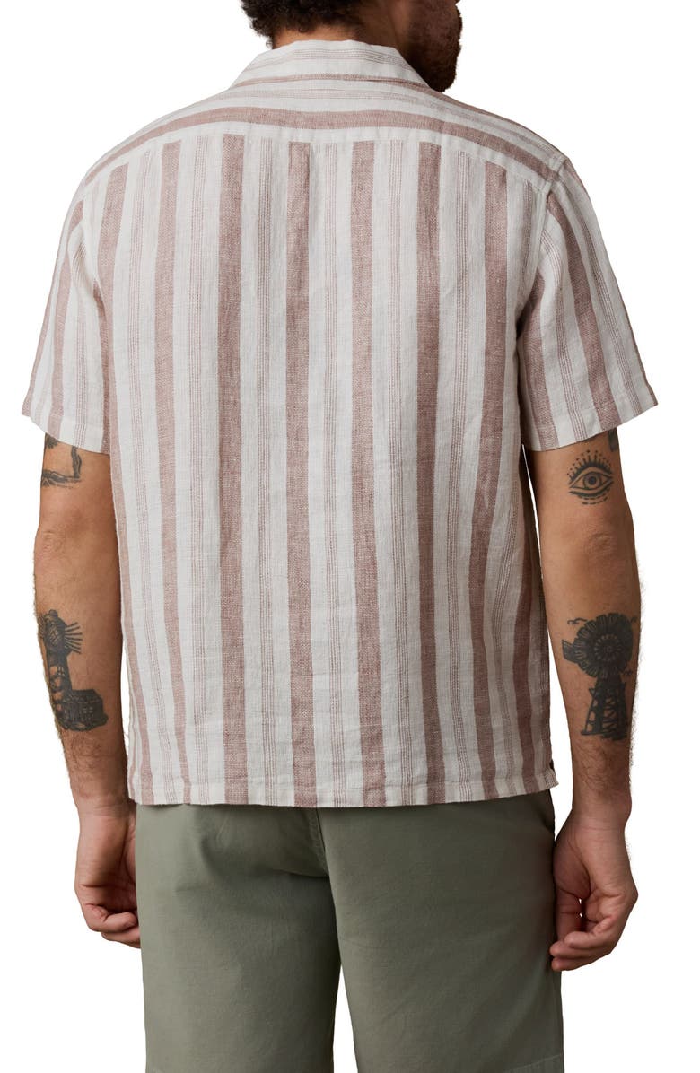 Faherty Palma Stripe Linen Camp Shirt, Alternate, color, Island Brown Stripe