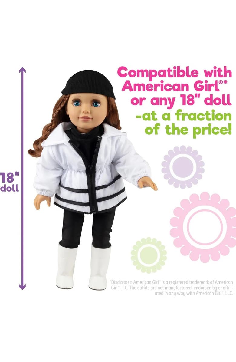 Dress Along Dolly 6pc Winter Doll Outfit for 18" Dolls - Compatible with American Girl- Clothes & Accessories, Alternate, color, White