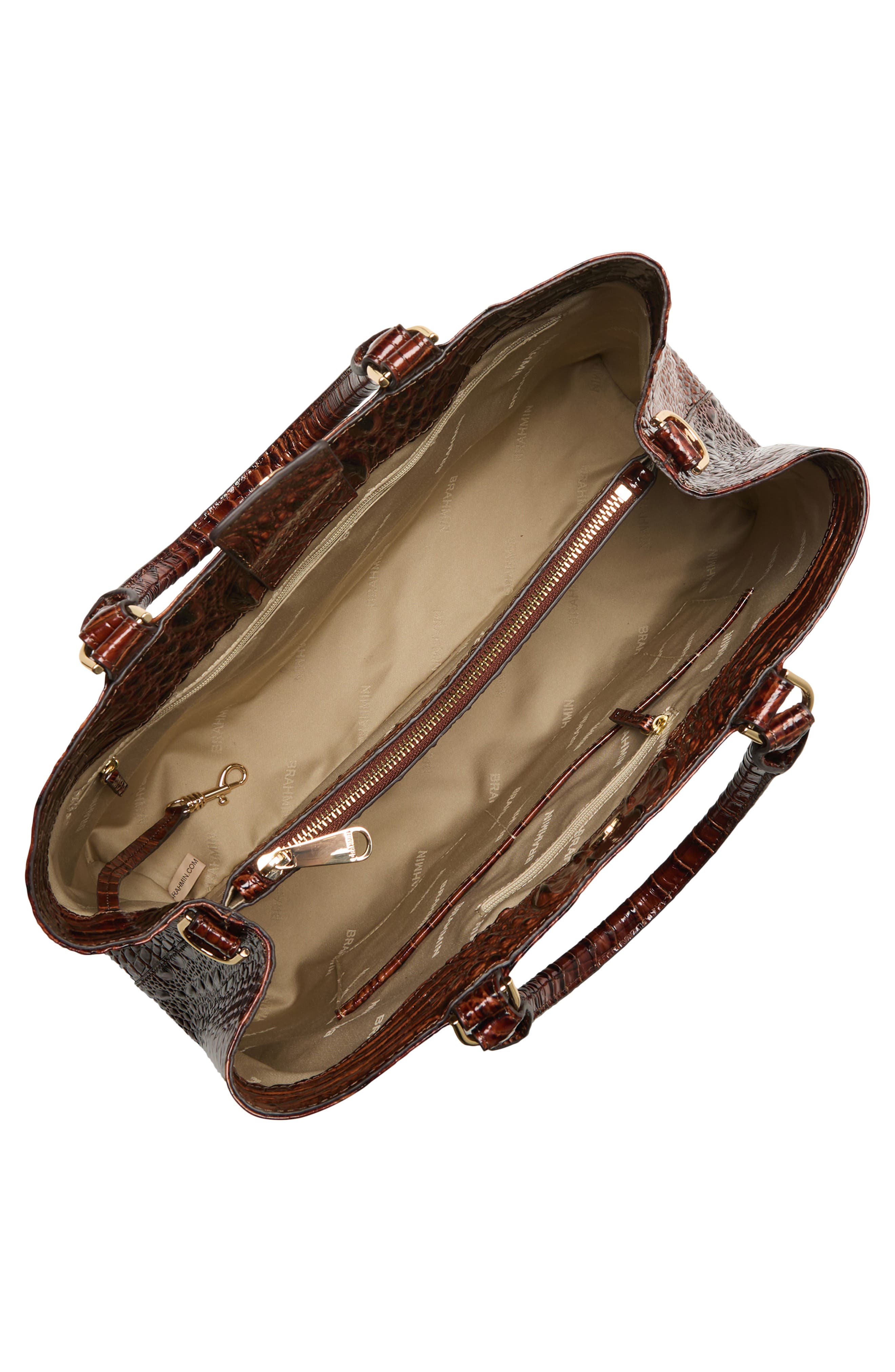 Denise Croc Embossed Leather Tote, Alternate, color, PECAN